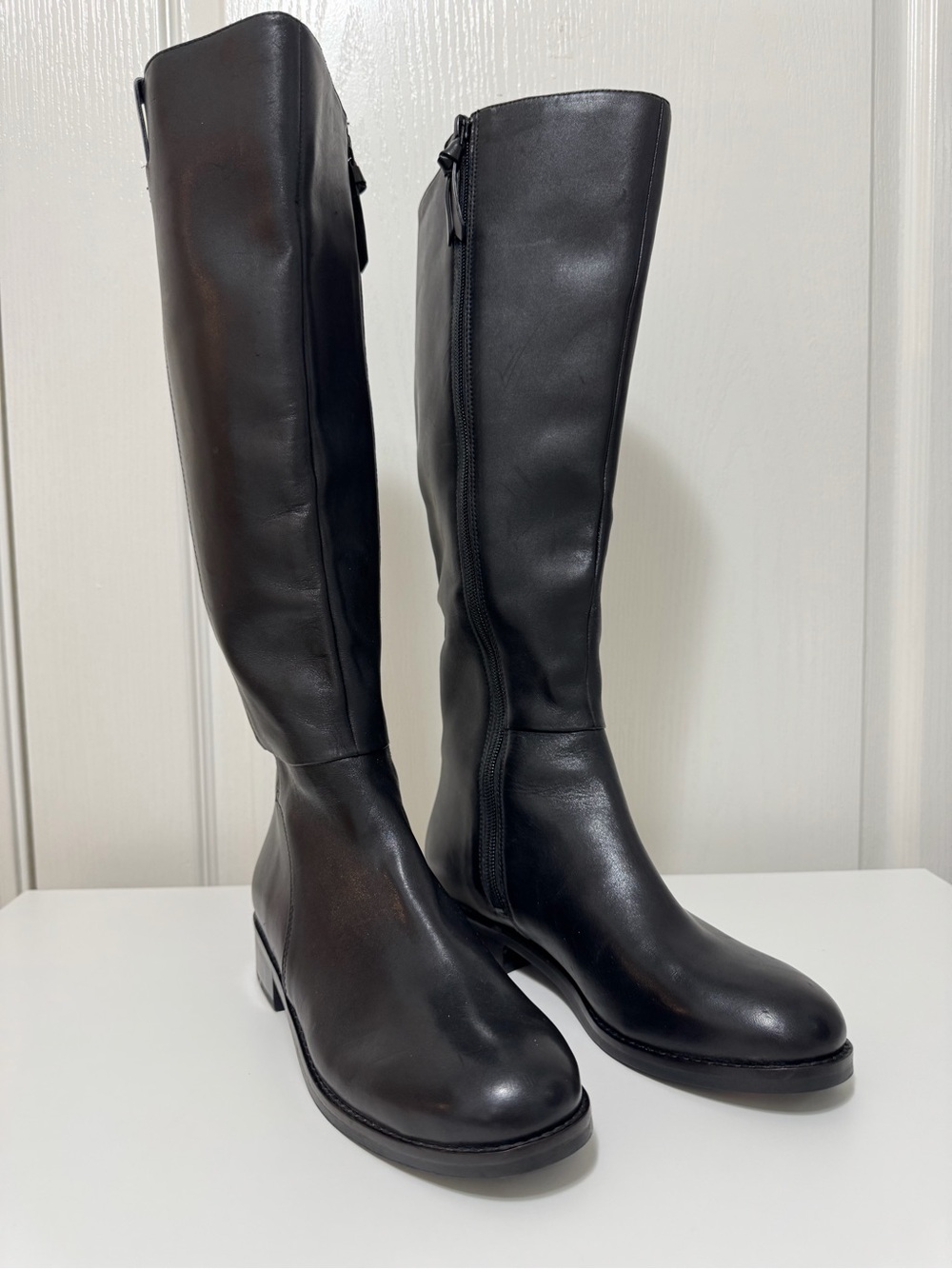 Cole Haan Black Leather Zip Boots
